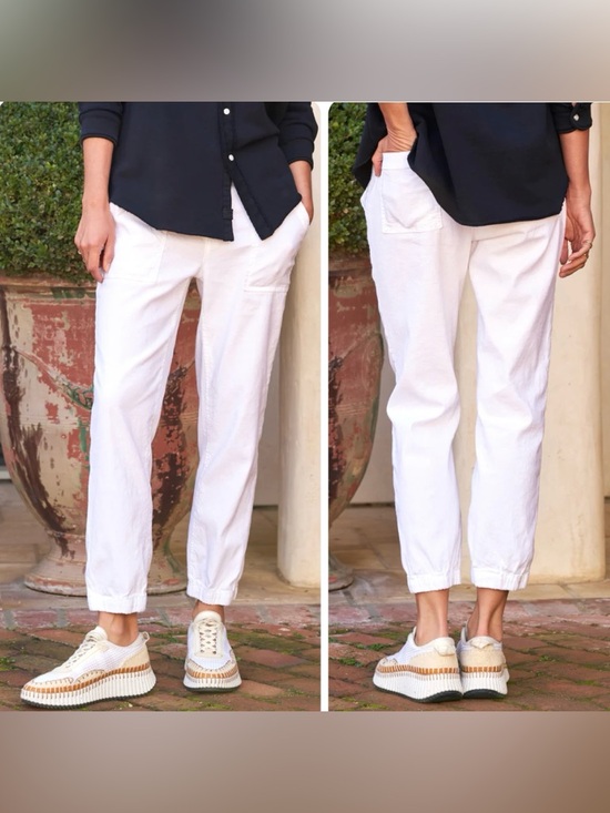 Frank & Eileen Pants - Frank & Eileen Jameson Utility Jogger Pants in White Italian Performance Linen 2